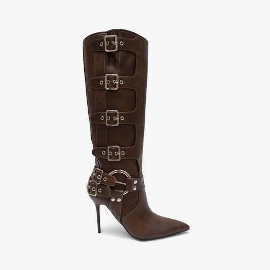 CAS BUCKLED HEEL BOOTS